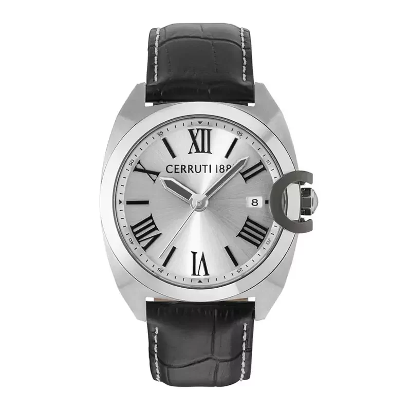 CERRUTI Tramonti Black Leather Strap Watches