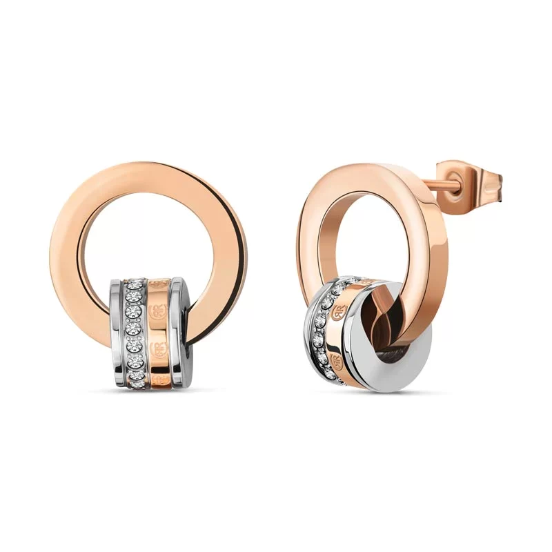 CERRUTI Halo Stainless Steel Earrings with Crystals Jewelry