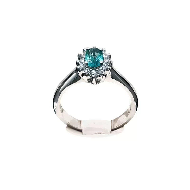 Dell’Oro Boutique  – Platinum Ring With Green Emerald Rosetta Dell’Oro Boutique